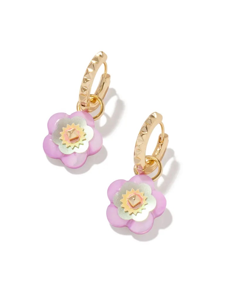 Deliah Convertible Gold Huggie Earrings in Pastel