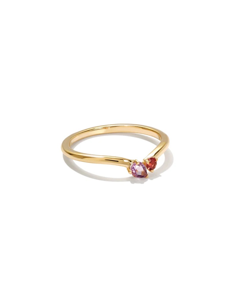 Toi et Moi 14k Yellow Gold Band Ring in Light