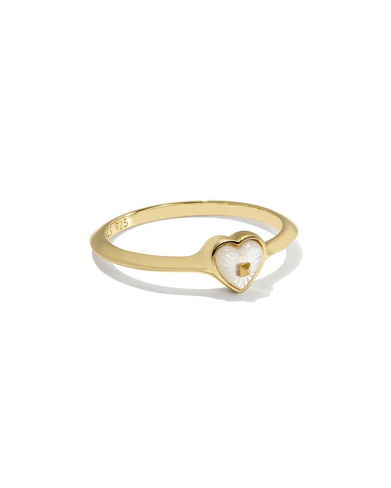 Adalynn 18k Gold Vermeil Heart Band Ring in Ivory